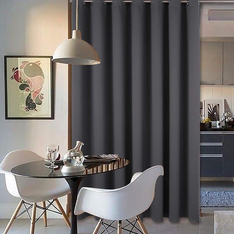 BGment Room Divider Curtain 84 Inch Length - Extra Wide Blackout Curtain for Sliding Glass Door Thermal Insulated Grommet Patio Door Curtain, 1 Panel, Dark Grey, 100 x 84 Inch - Image 3